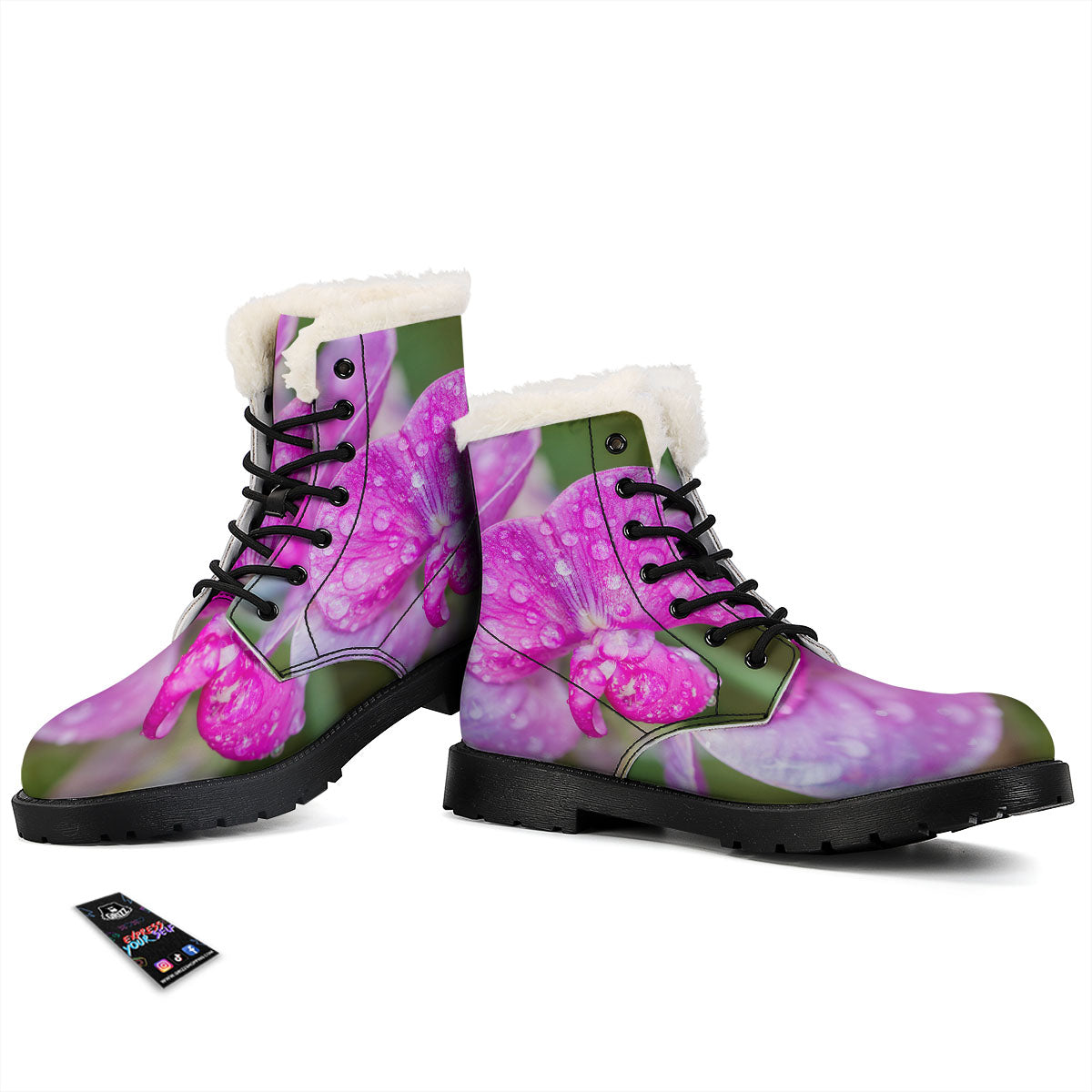 Sweet Pea Purple Print Winter Boots-grizzshop