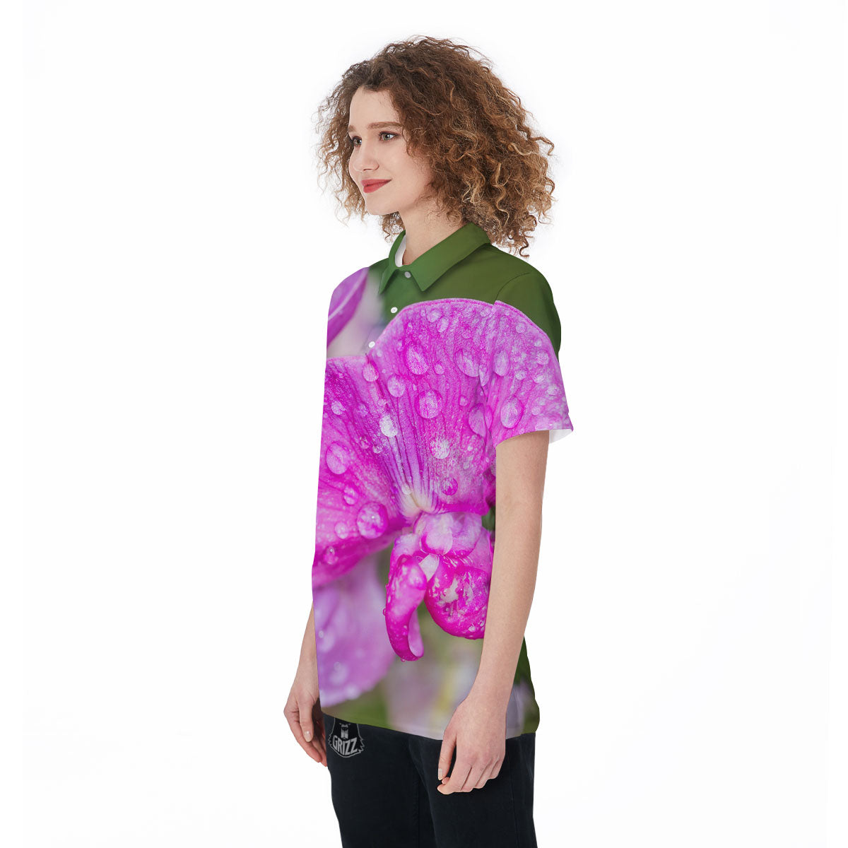 Sweet Pea Purple Print Women's Golf Shirts-grizzshop