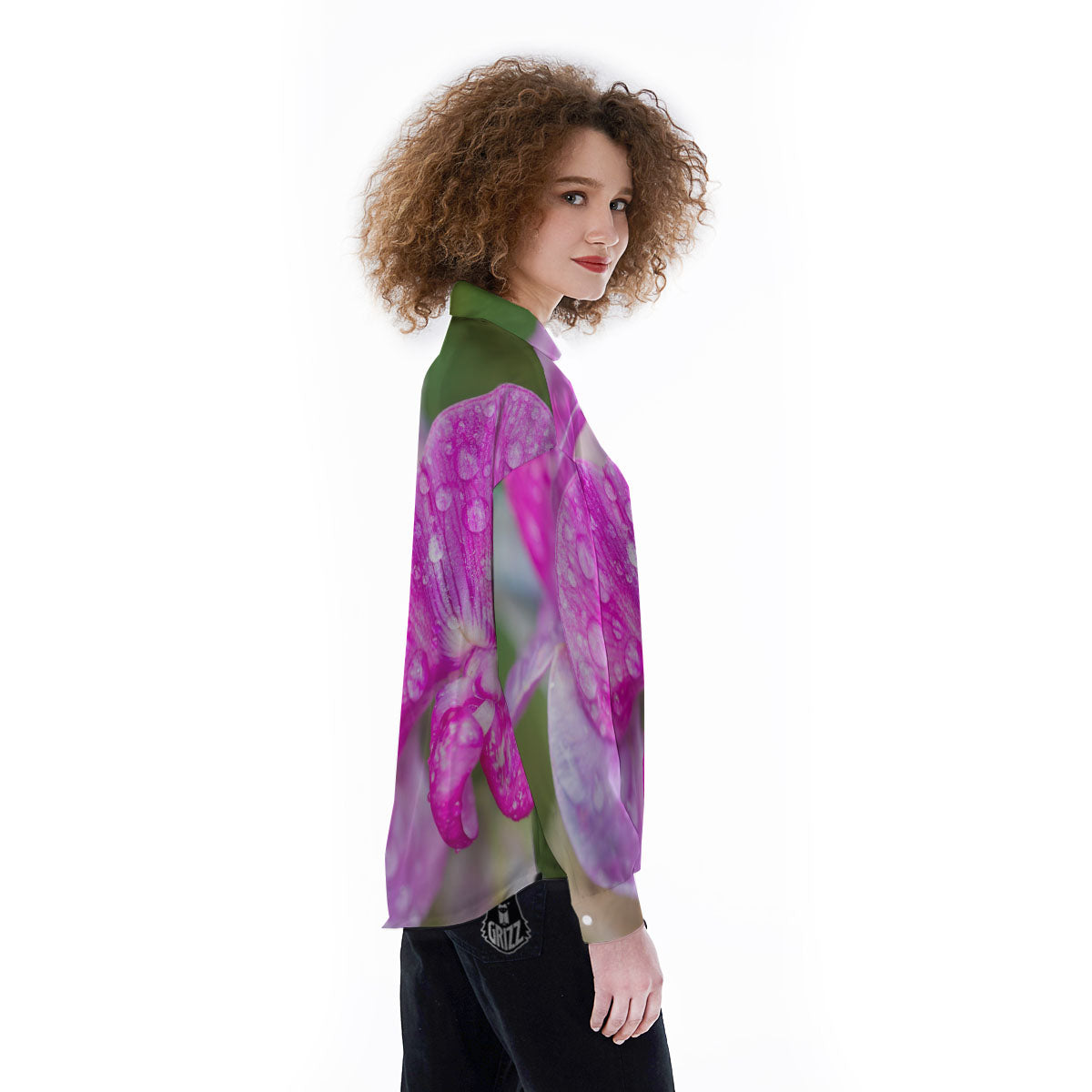 Sweet Pea Purple Print Women's Long Sleeve Shirts-grizzshop