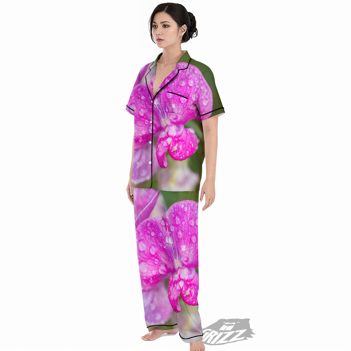 Sweet Pea Purple Print Women's Pajamas Set-grizzshop
