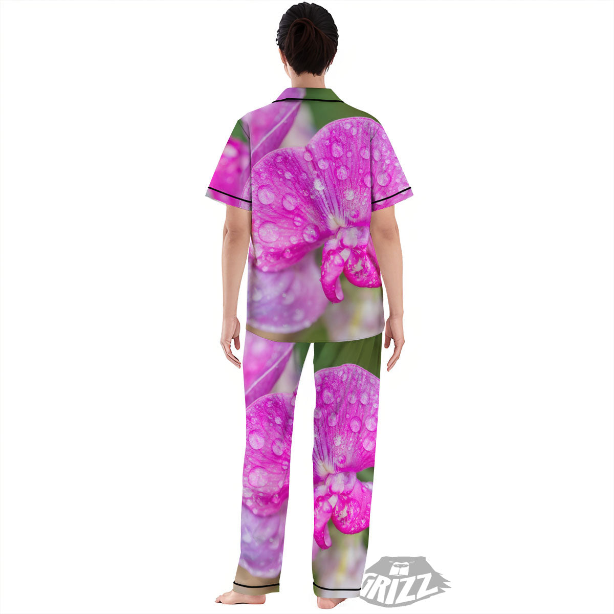 Sweet Pea Purple Print Women's Pajamas Set-grizzshop