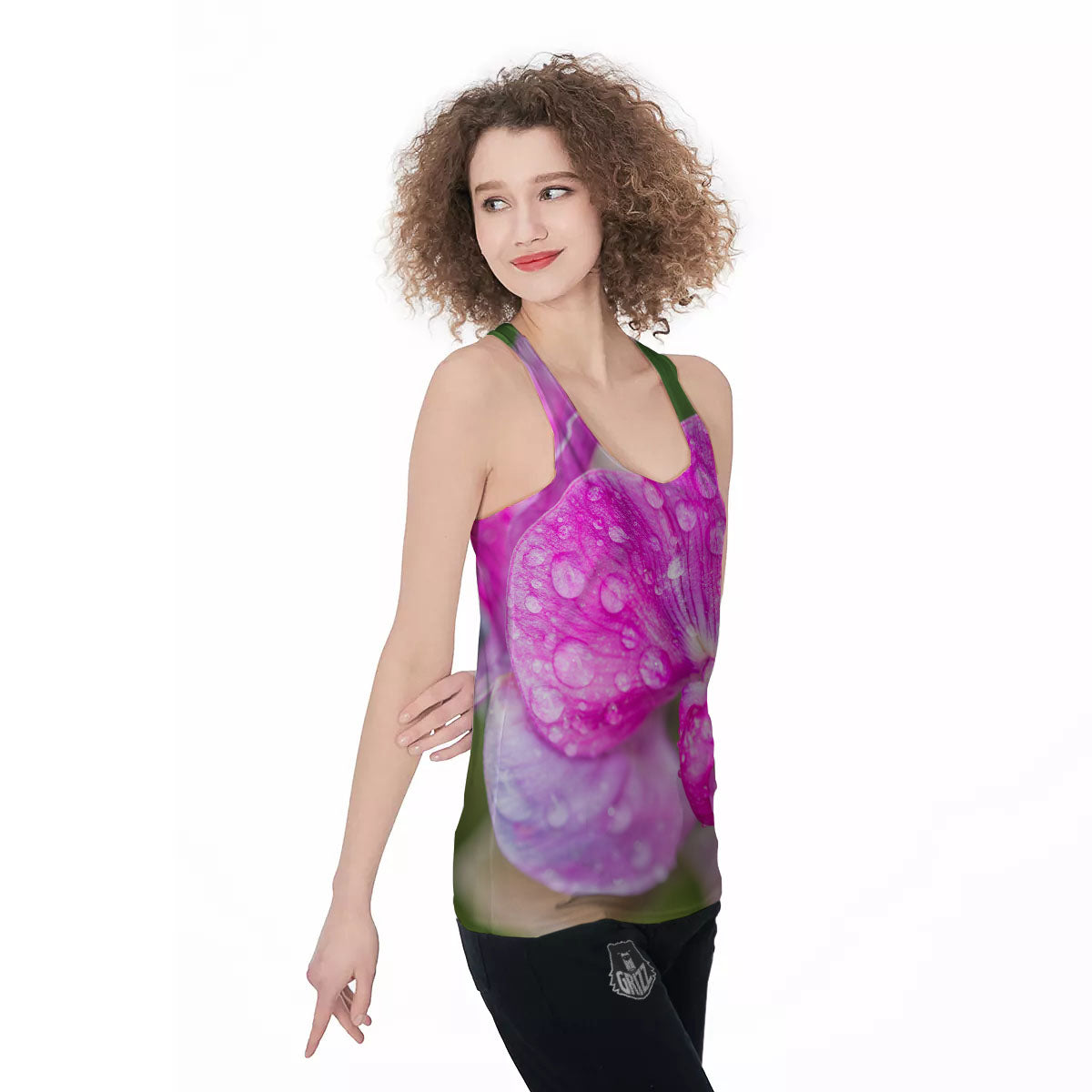 Sweet Pea Purple Print Women's Racerback Tank Top-grizzshop