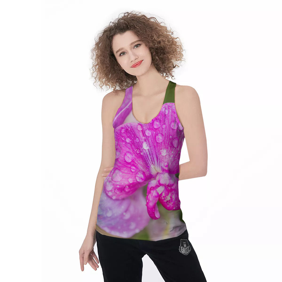 Sweet Pea Purple Print Women's Racerback Tank Top-grizzshop