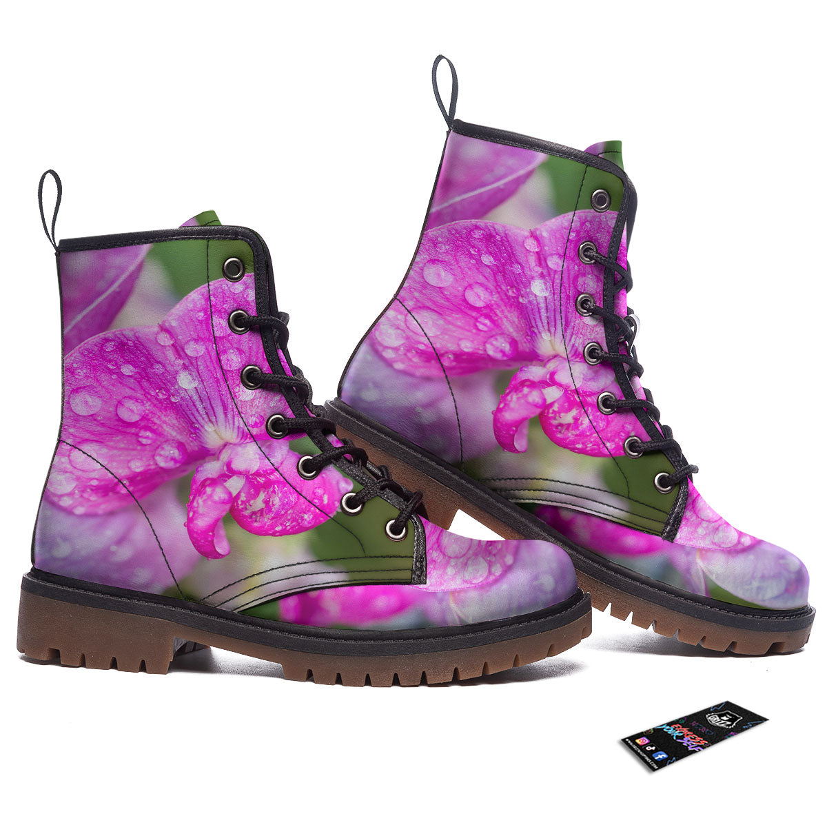 Sweet Pea Purple Print Work Boots-grizzshop