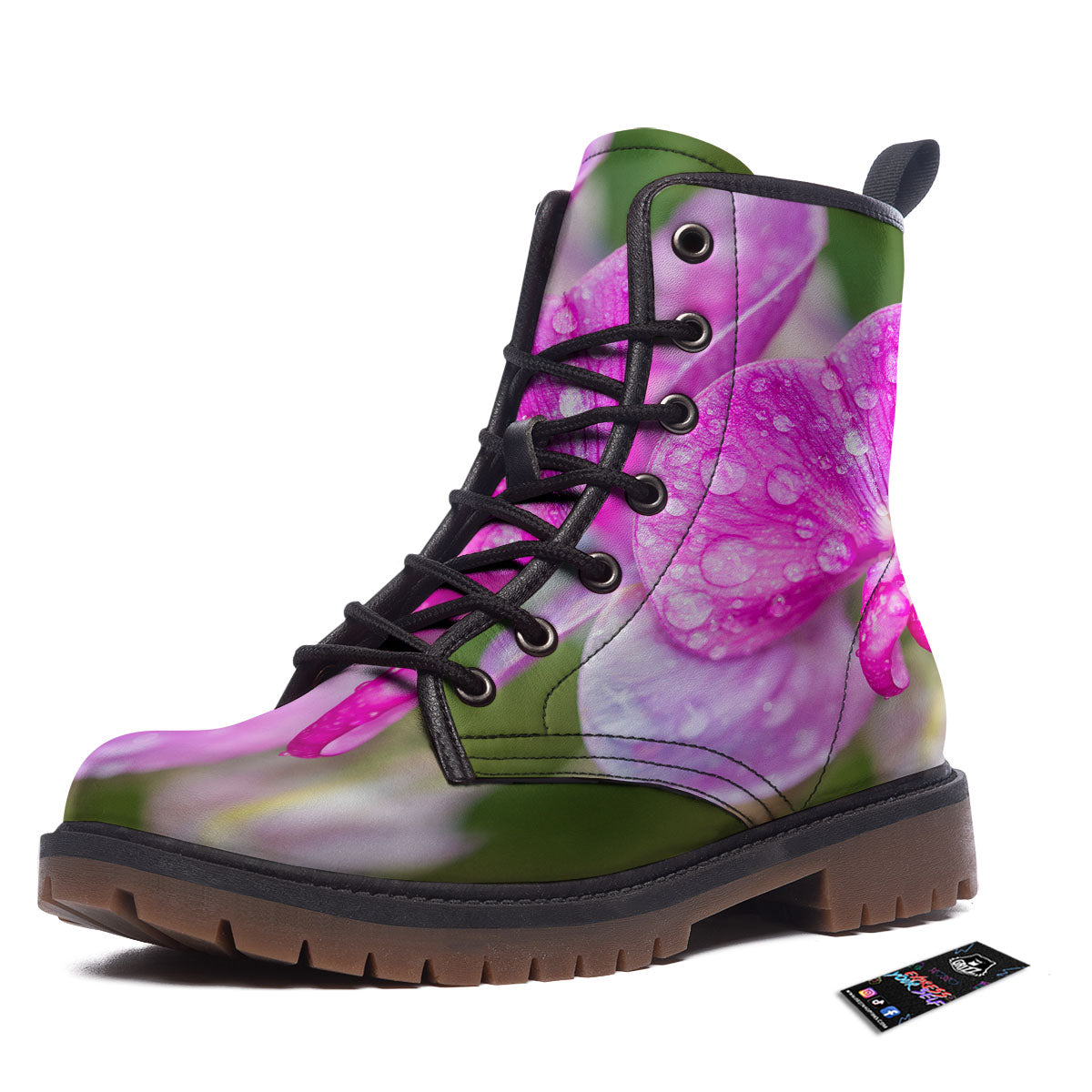 Sweet Pea Purple Print Work Boots-grizzshop