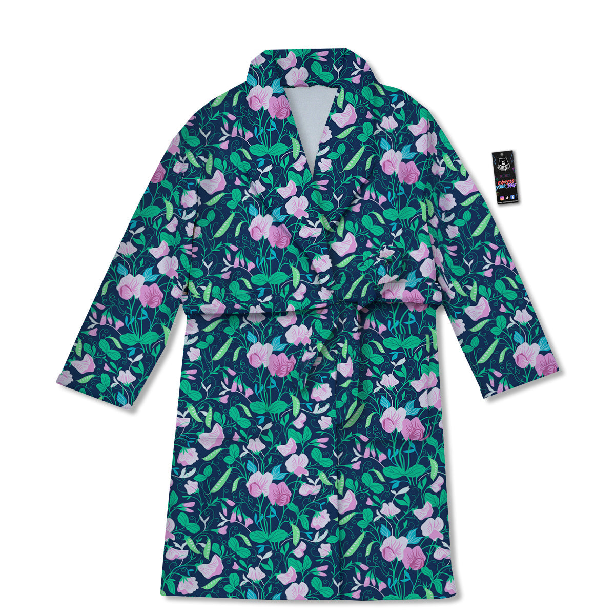 Sweet Pea Vintage Print Pattern Bathrobe-grizzshop