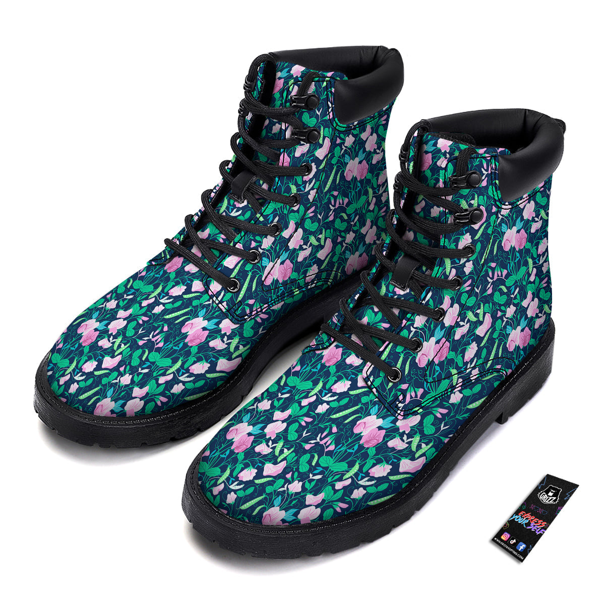 Sweet Pea Vintage Print Pattern Boots-grizzshop