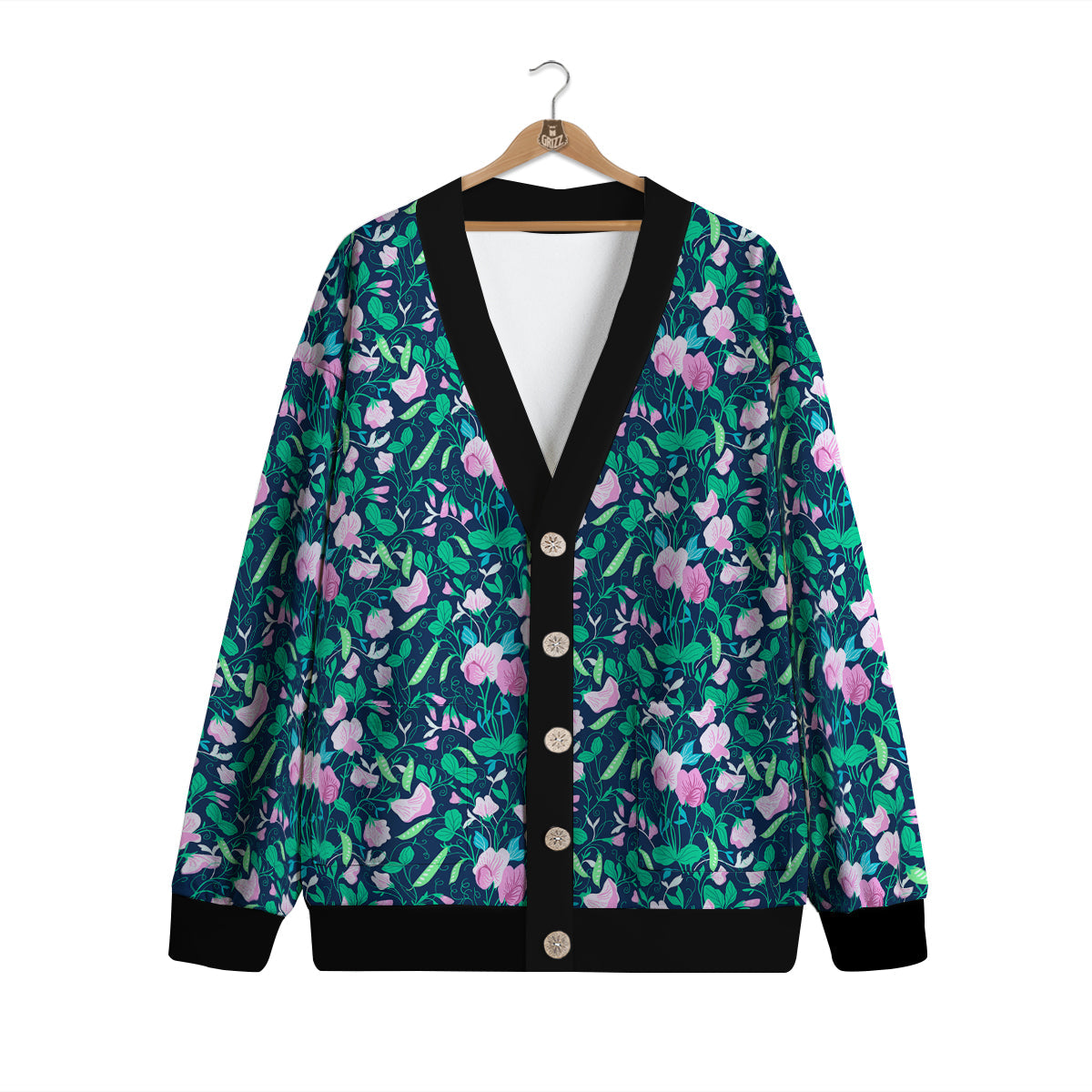 Sweet Pea Vintage Print Pattern Cardigan-grizzshop