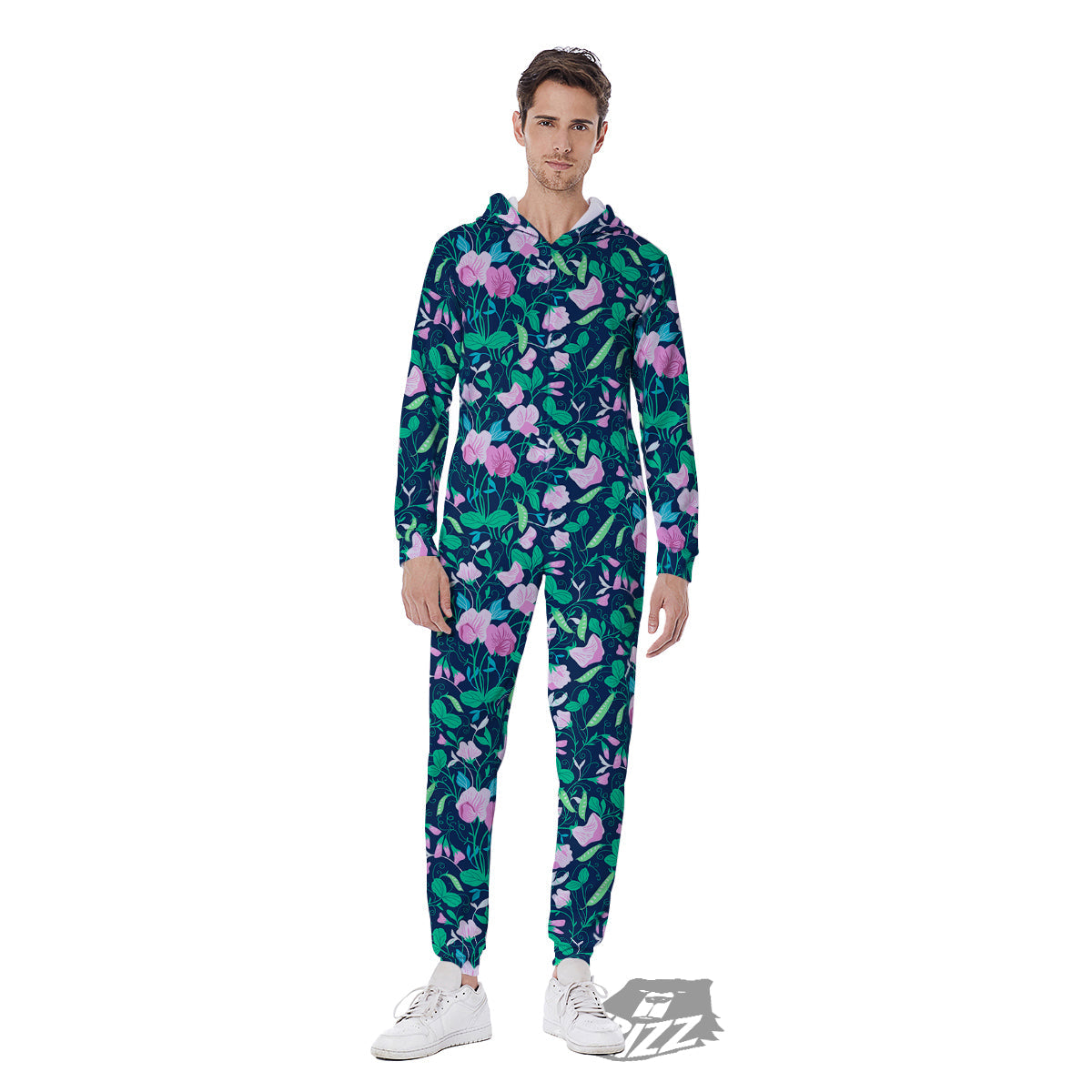 Sweet Pea Vintage Print Pattern Men's Jumpsuit-grizzshop