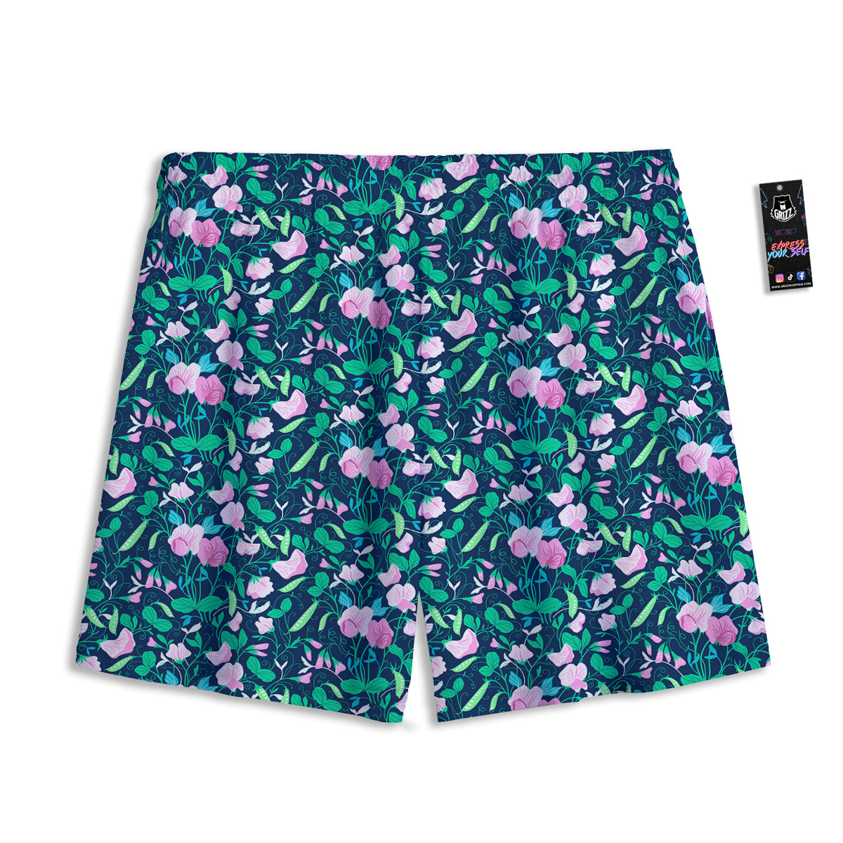 Sweet Pea Vintage Print Pattern Mesh Shorts