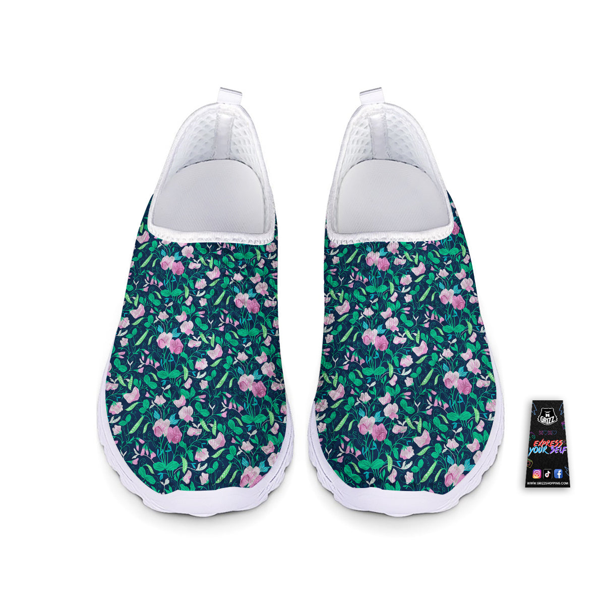 Sweet Pea Vintage Print Pattern Nurse Shoes-grizzshop