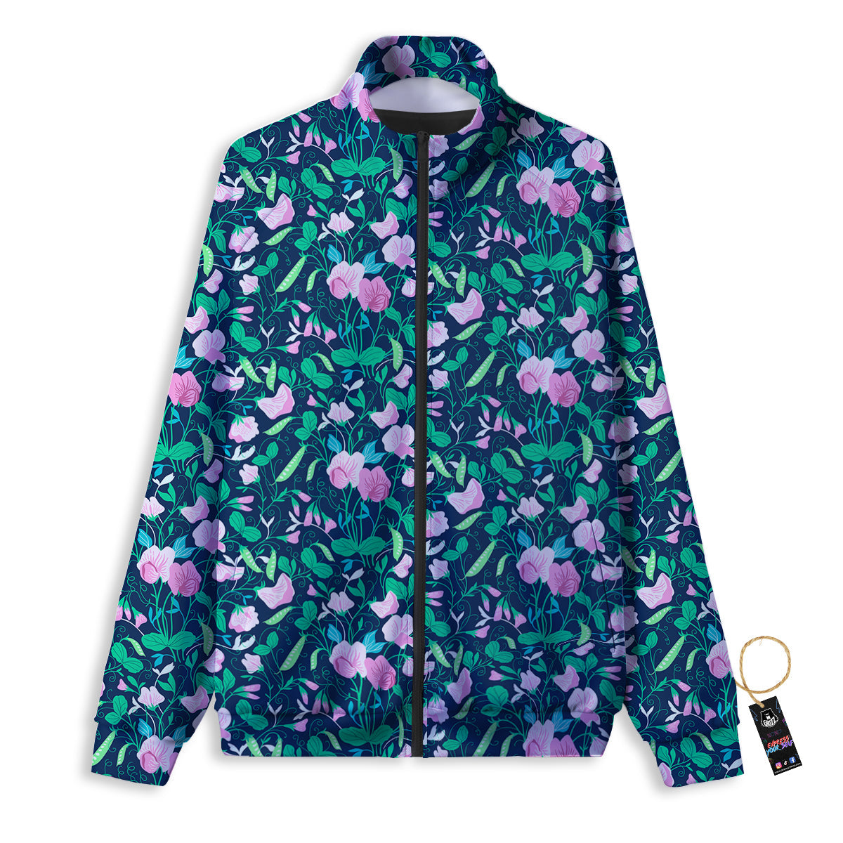 Sweet Pea Vintage Print Pattern Track Jacket-grizzshop