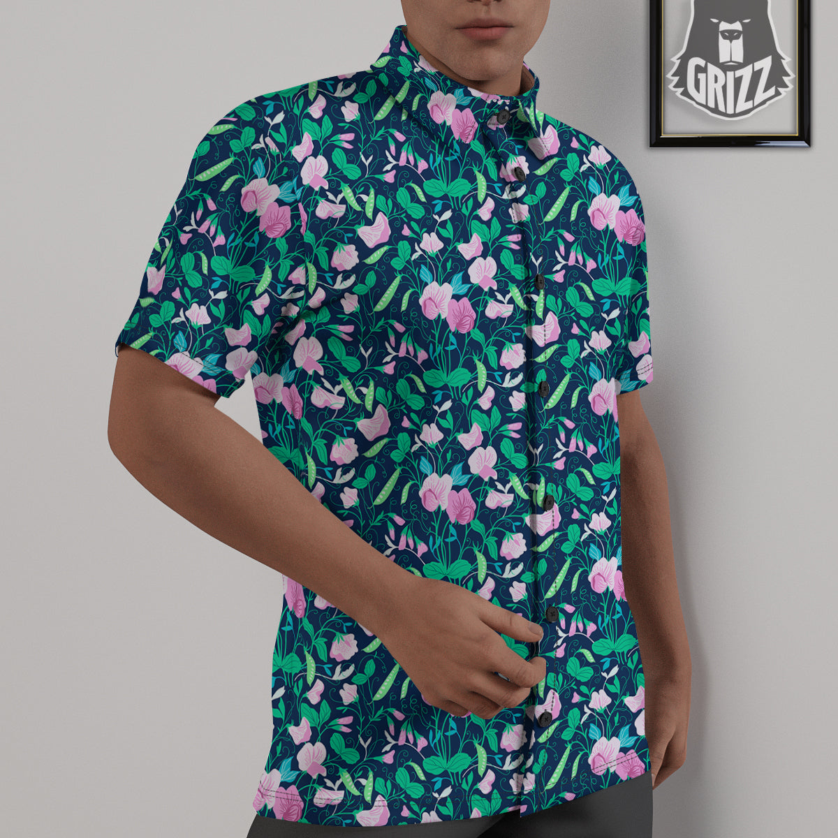 Sweet Pea Vintage Print Pattern Untucked Shirts-grizzshop