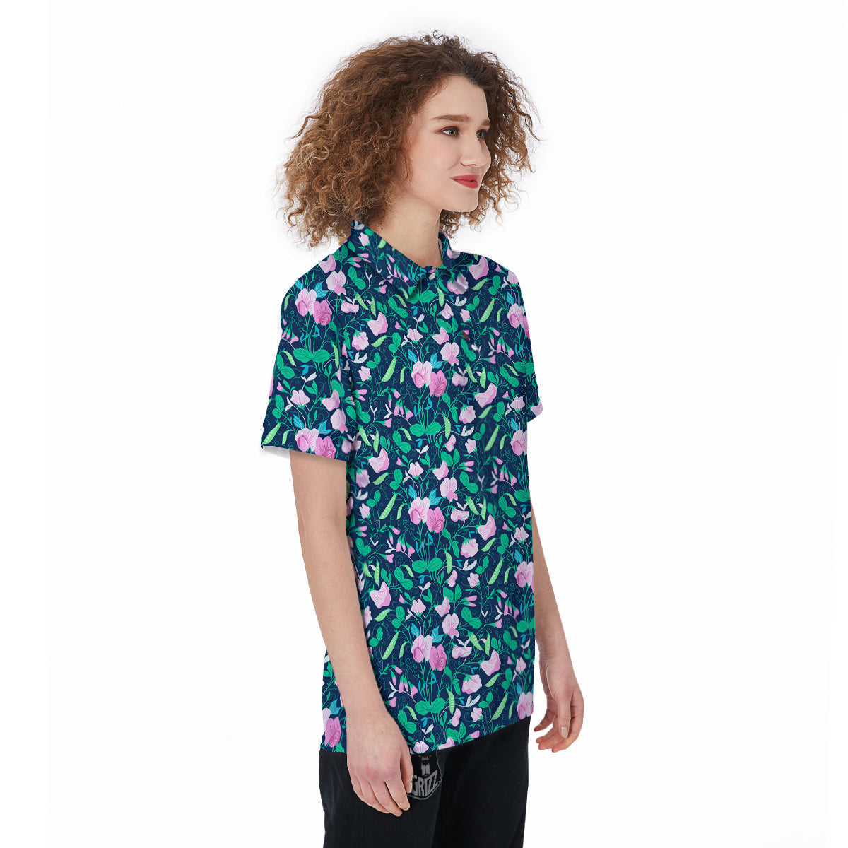 Sweet Pea Vintage Print Pattern Women's Golf Shirts-grizzshop