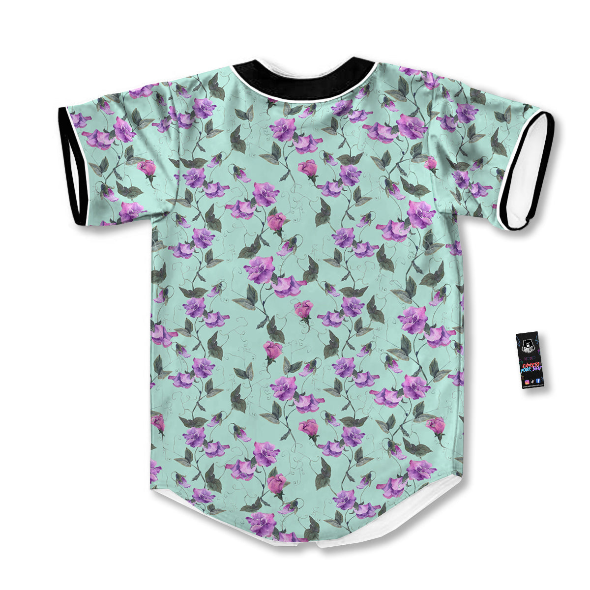 Sweet Pea Watercolor Print Pattern Baseball Jersey-grizzshop