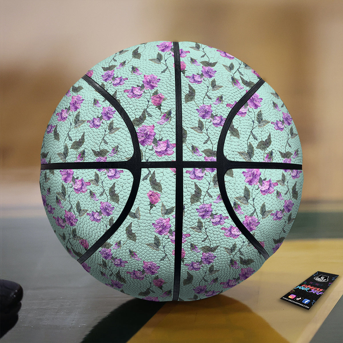 Sweet Pea Watercolor Print Pattern Basketball