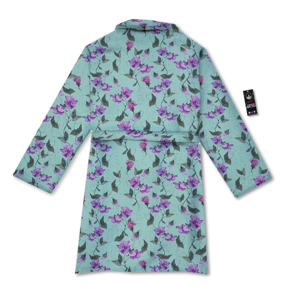 Sweet Pea Watercolor Print Pattern Bathrobe-grizzshop