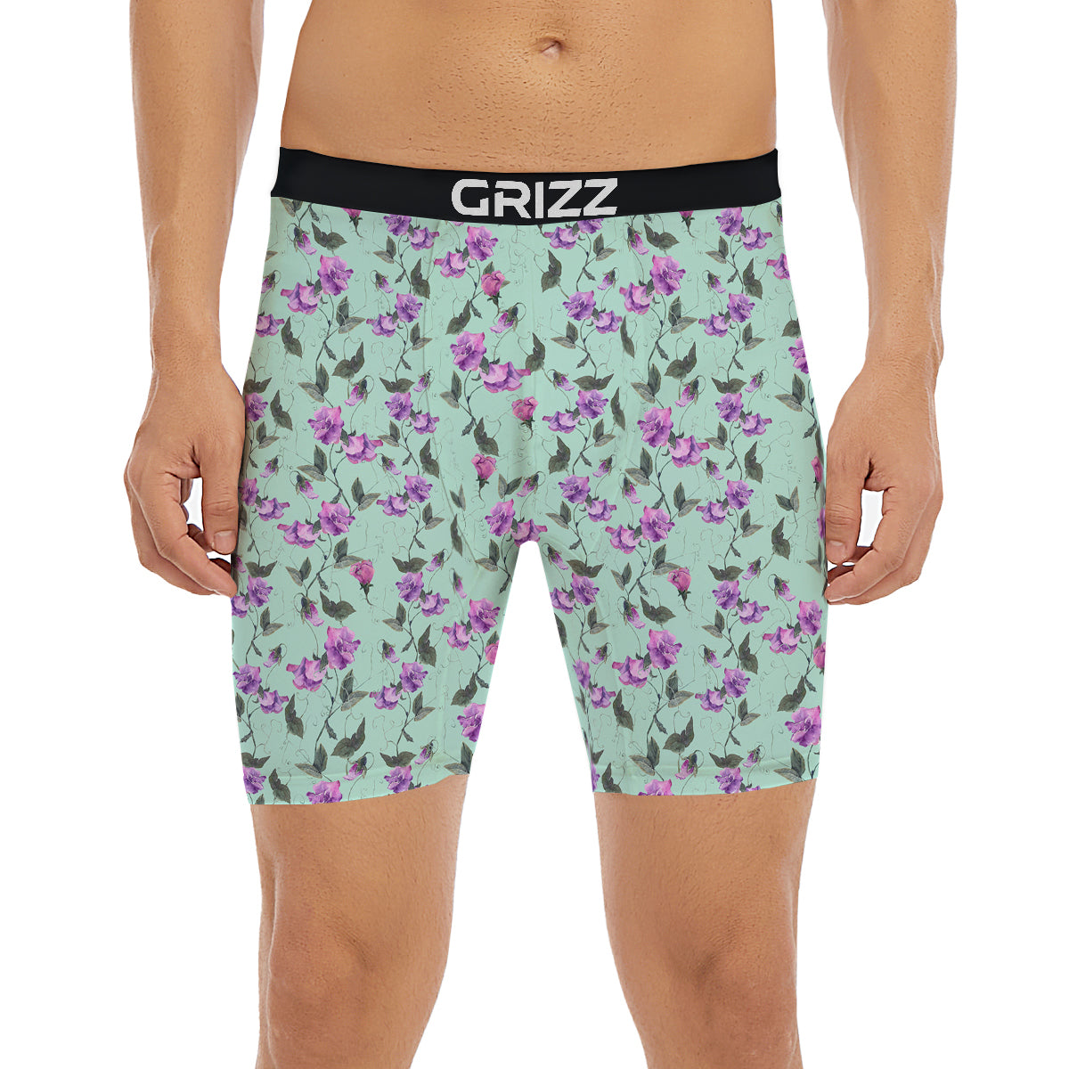 Sweet Pea Watercolor Print Pattern Boxer Briefs-grizzshop