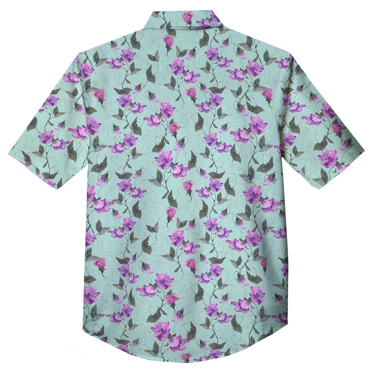 Sweet Pea Watercolor Print Pattern Button Up Shirt-grizzshop