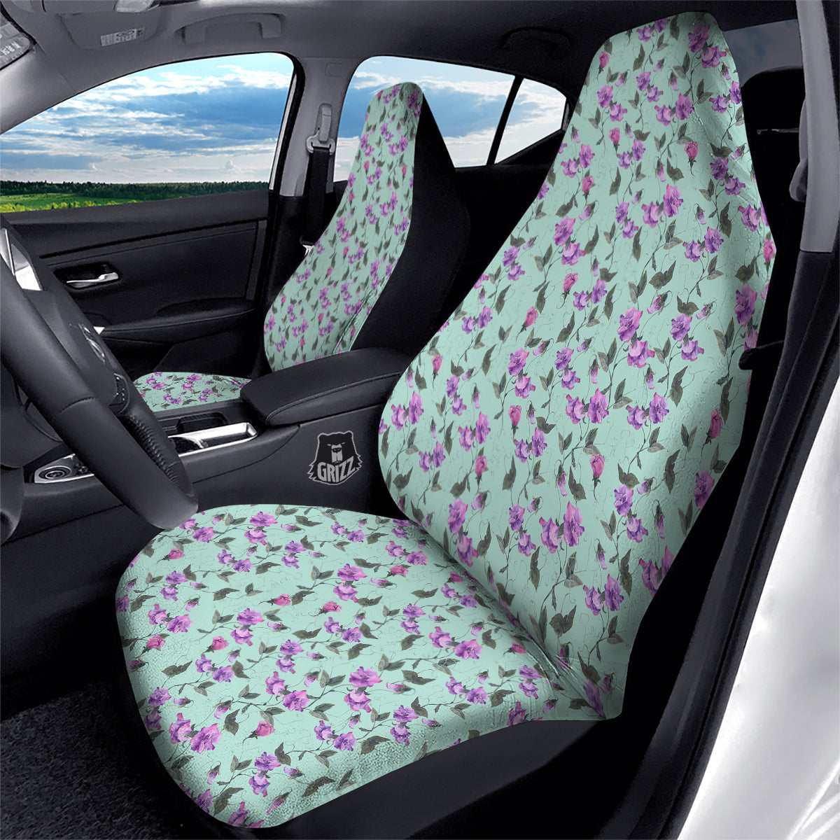 Sweet Pea Watercolor Print Pattern Car Seat Covers-grizzshop