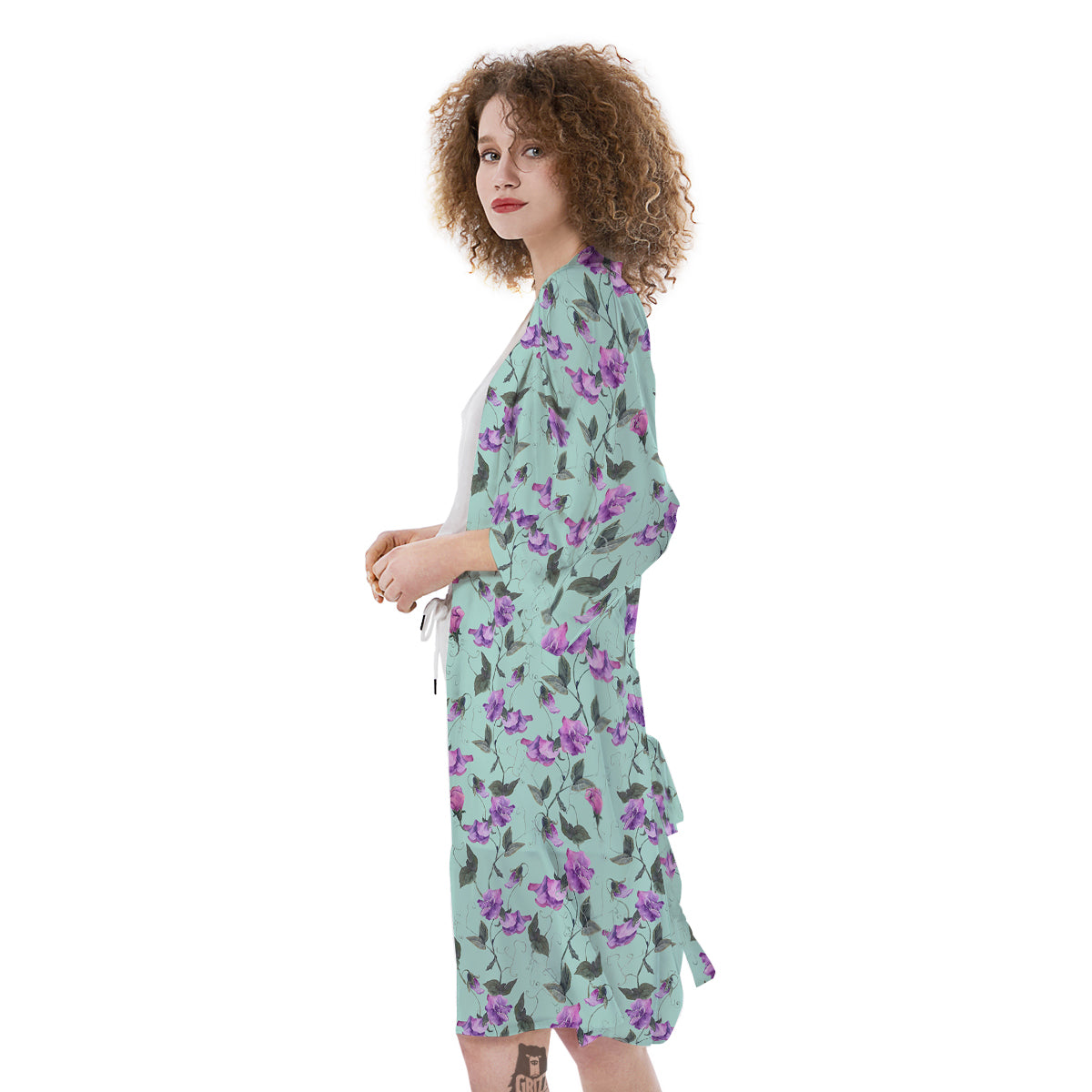 Sweet Pea Watercolor Print Pattern Kimono-grizzshop