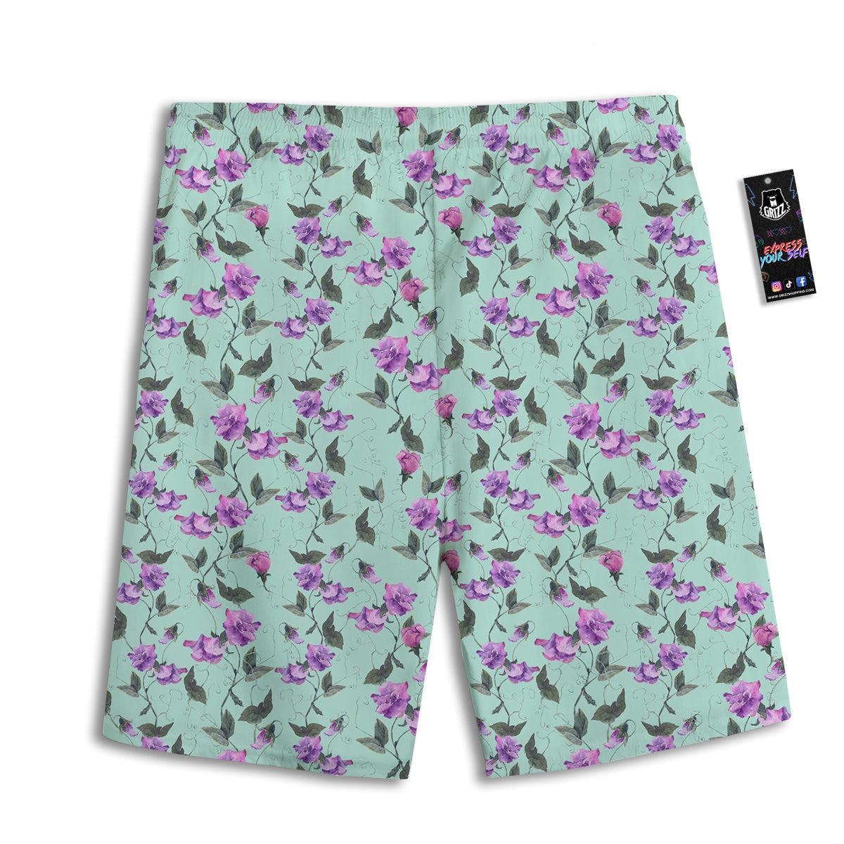 Sweet Pea Watercolor Print Pattern Men's Athletic Shorts