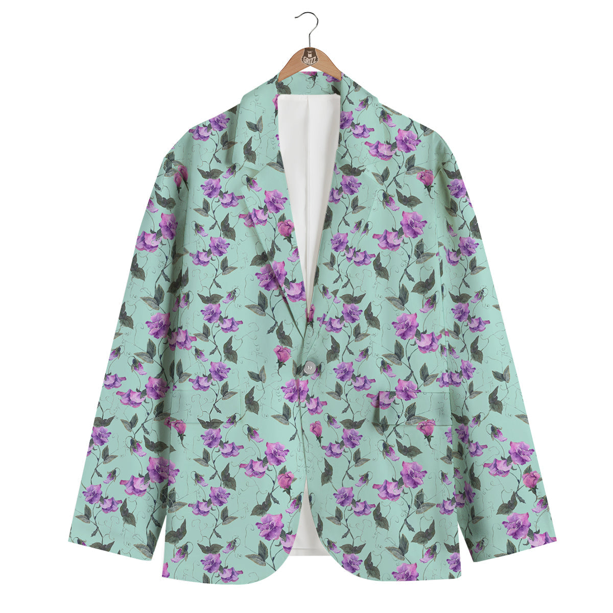 Sweet Pea Watercolor Print Pattern Men's Blazer-grizzshop