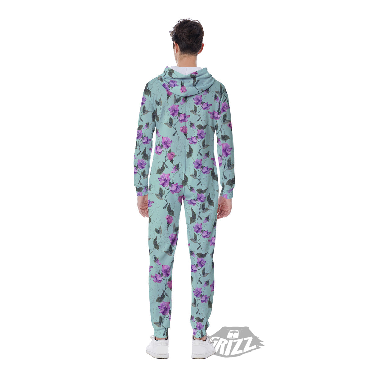 Sweet Pea Watercolor Print Pattern Men's Jumpsuit-grizzshop