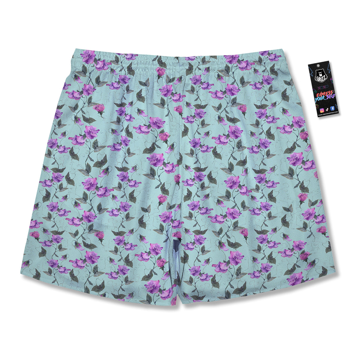 Sweet Pea Watercolor Print Pattern Men's Running Shorts-grizzshop