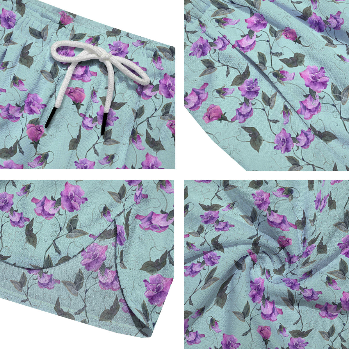 Sweet Pea Watercolor Print Pattern Men's Running Shorts-grizzshop