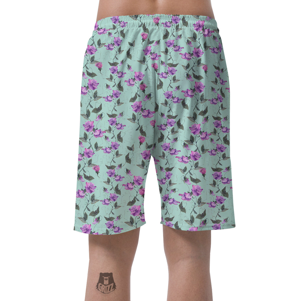 Sweet Pea Watercolor Print Pattern Men's Shorts-grizzshop