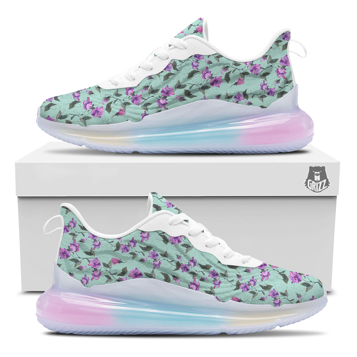 Sweet Pea Watercolor Print Pattern Running Sneakers-grizzshop