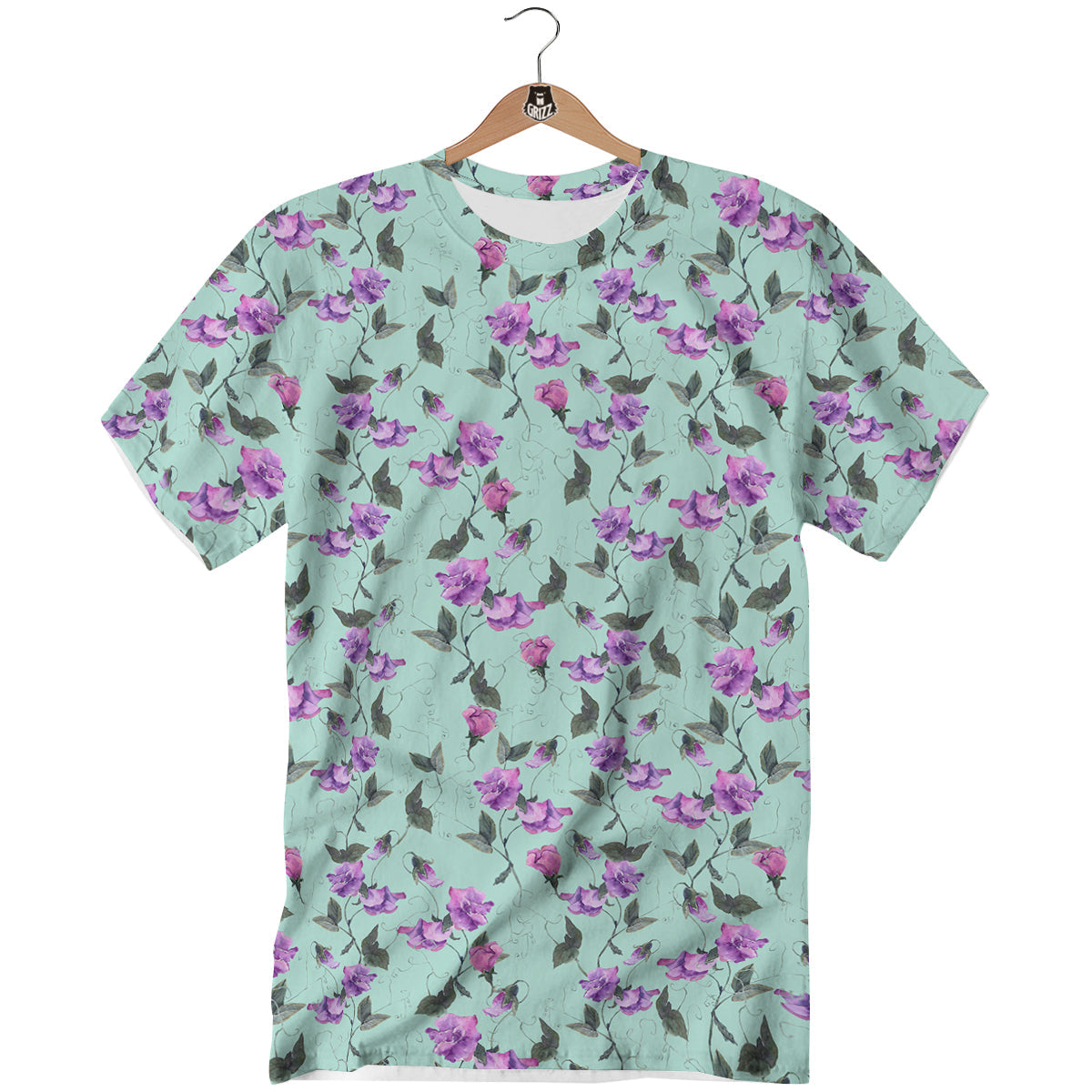 Sweet Pea Watercolor Print Pattern T-Shirt-grizzshop