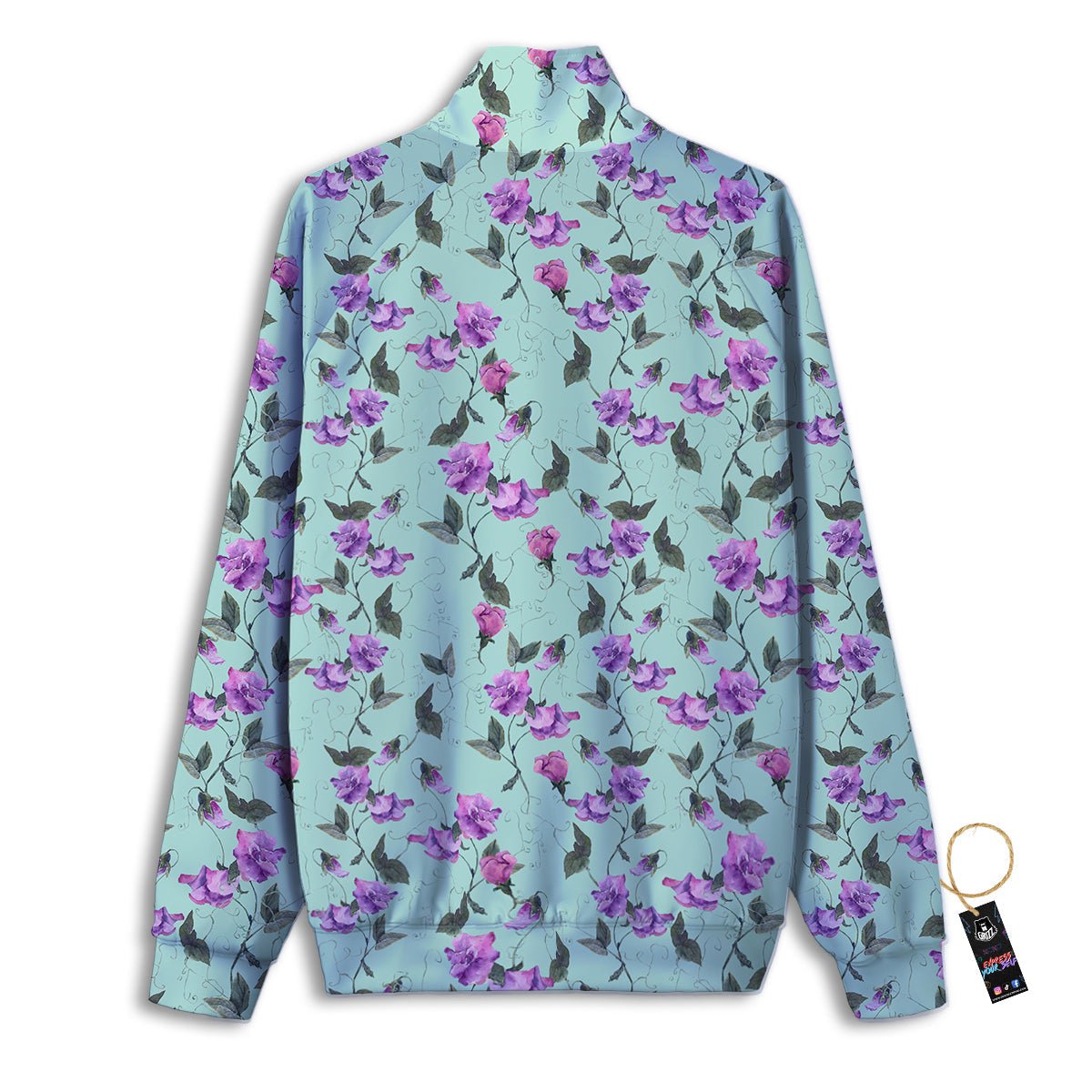 Sweet Pea Watercolor Print Pattern Track Jacket-grizzshop