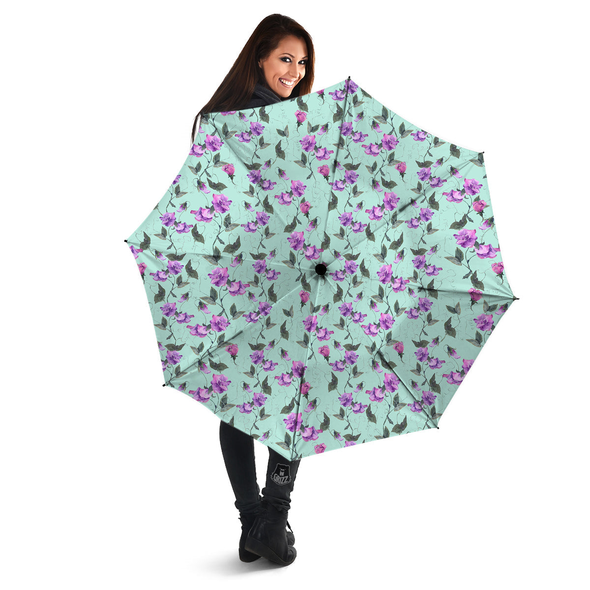 Sweet Pea Watercolor Print Pattern Umbrella-grizzshop