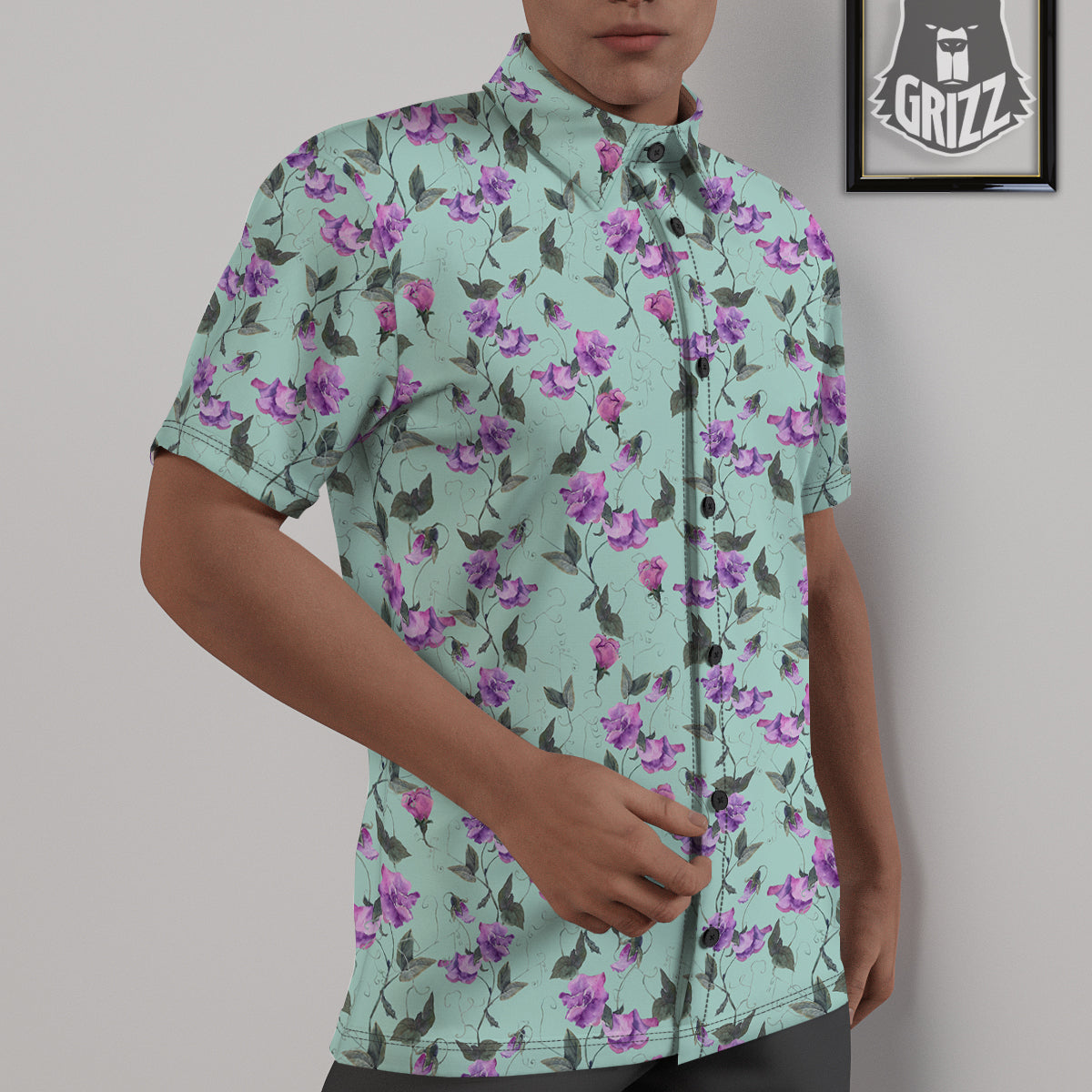 Sweet Pea Watercolor Print Pattern Untucked Shirts-grizzshop