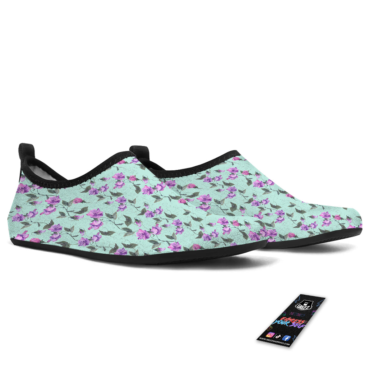 Sweet Pea Watercolor Print Pattern Water Shoes-grizzshop