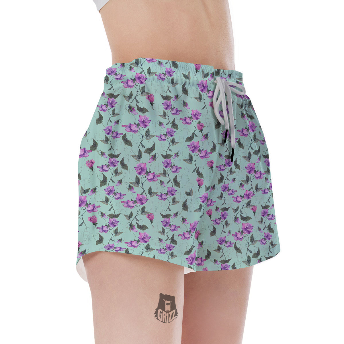 Sweet Pea Watercolor Print Pattern Women's Shorts-grizzshop