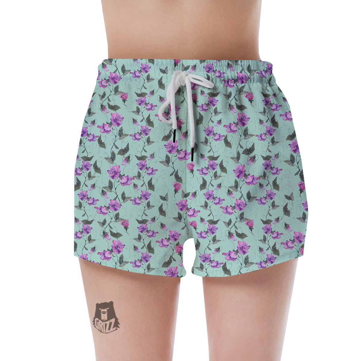 Sweet Pea Watercolor Print Pattern Women's Shorts-grizzshop