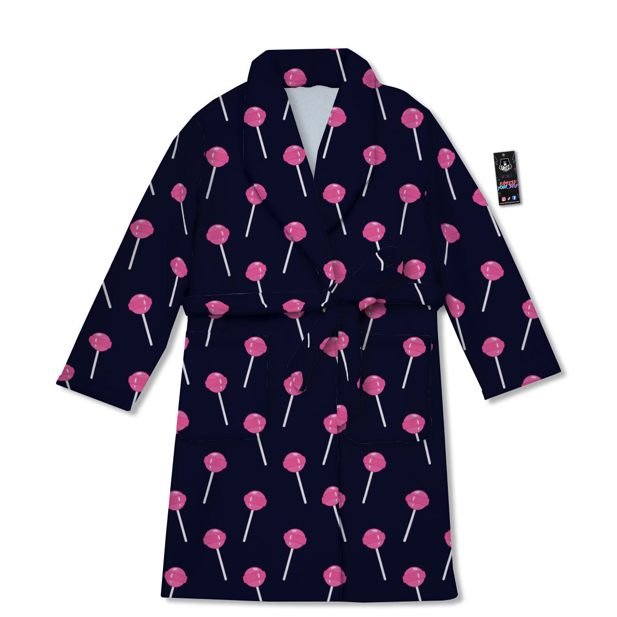 Sweet Pink Lollipop Print Pattern Bathrobe-grizzshop