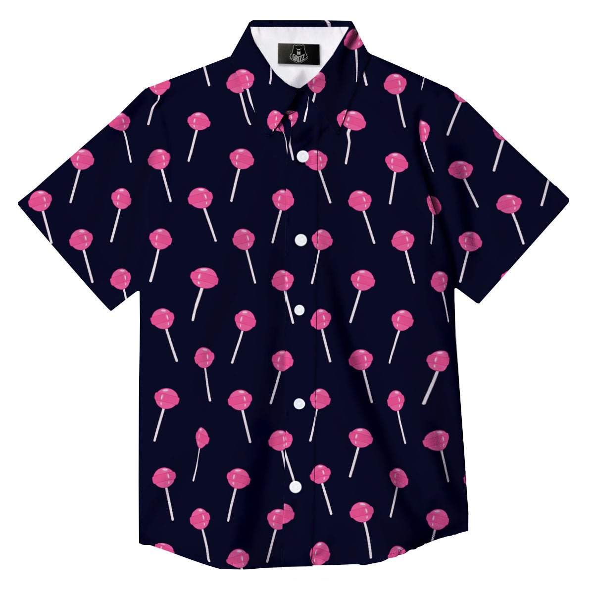 Sweet Pink Lollipop Print Pattern Button Up Shirt-grizzshop