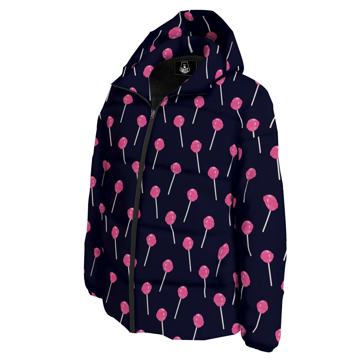 Sweet Pink Lollipop Print Pattern Down Jacket-grizzshop