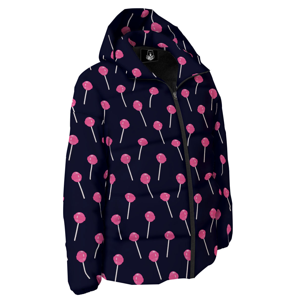 Sweet Pink Lollipop Print Pattern Down Jacket-grizzshop