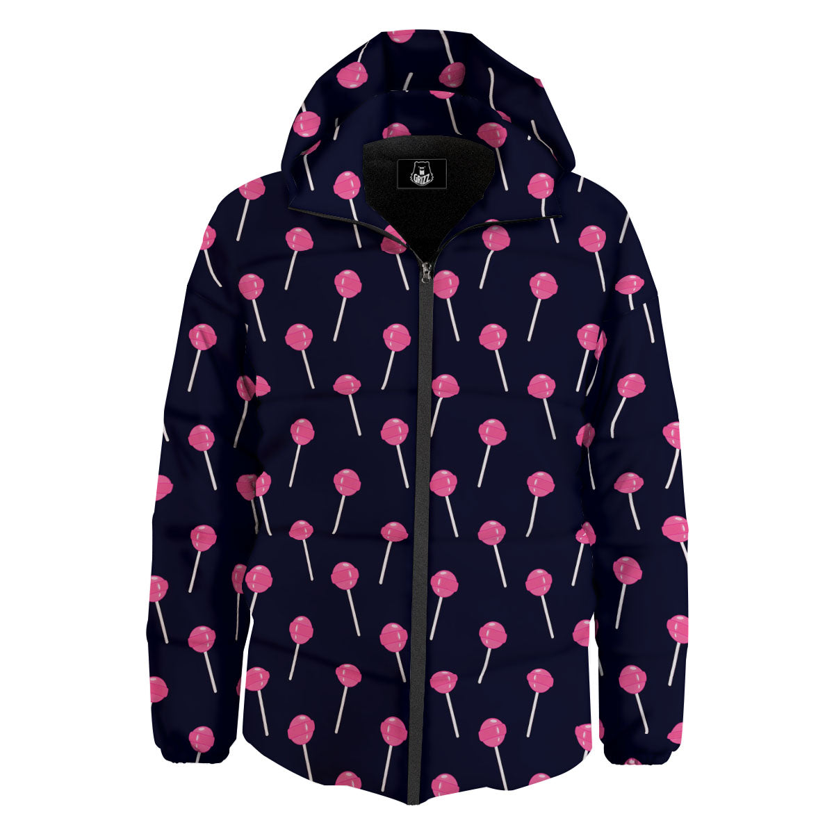 Sweet Pink Lollipop Print Pattern Down Jacket-grizzshop