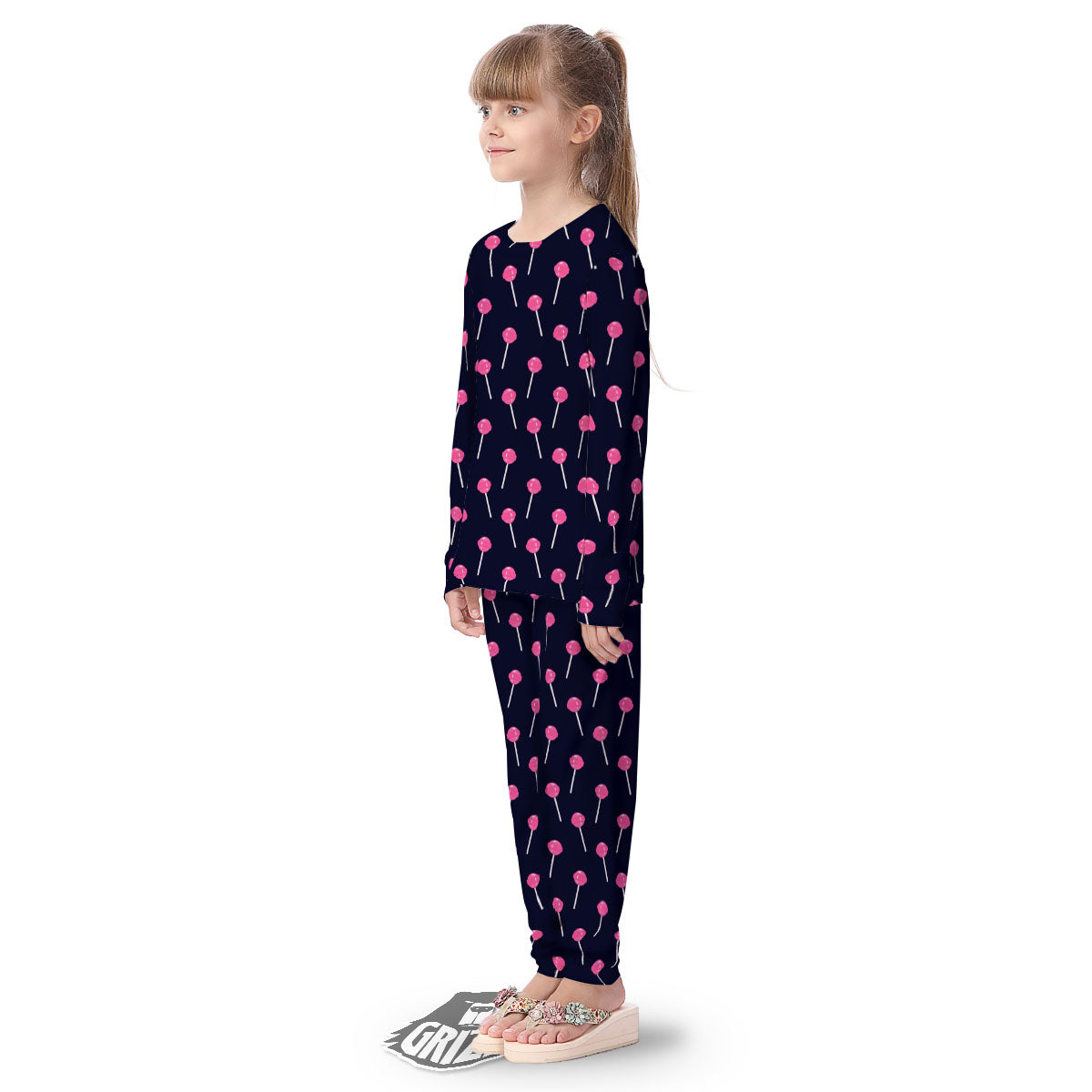 Sweet Pink Lollipop Print Pattern Kid's Pajamas-grizzshop