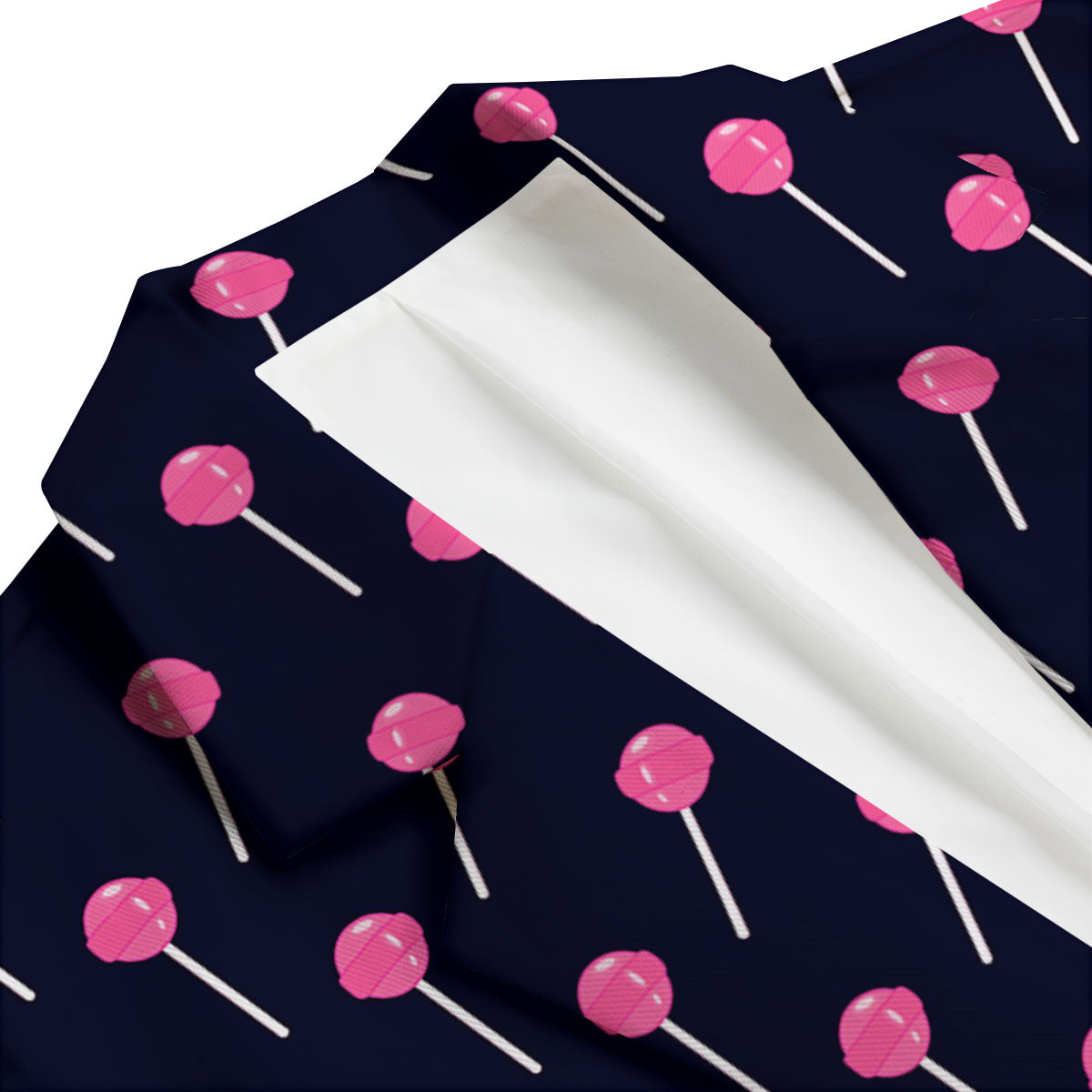 Sweet Pink Lollipop Print Pattern Men's Blazer-grizzshop