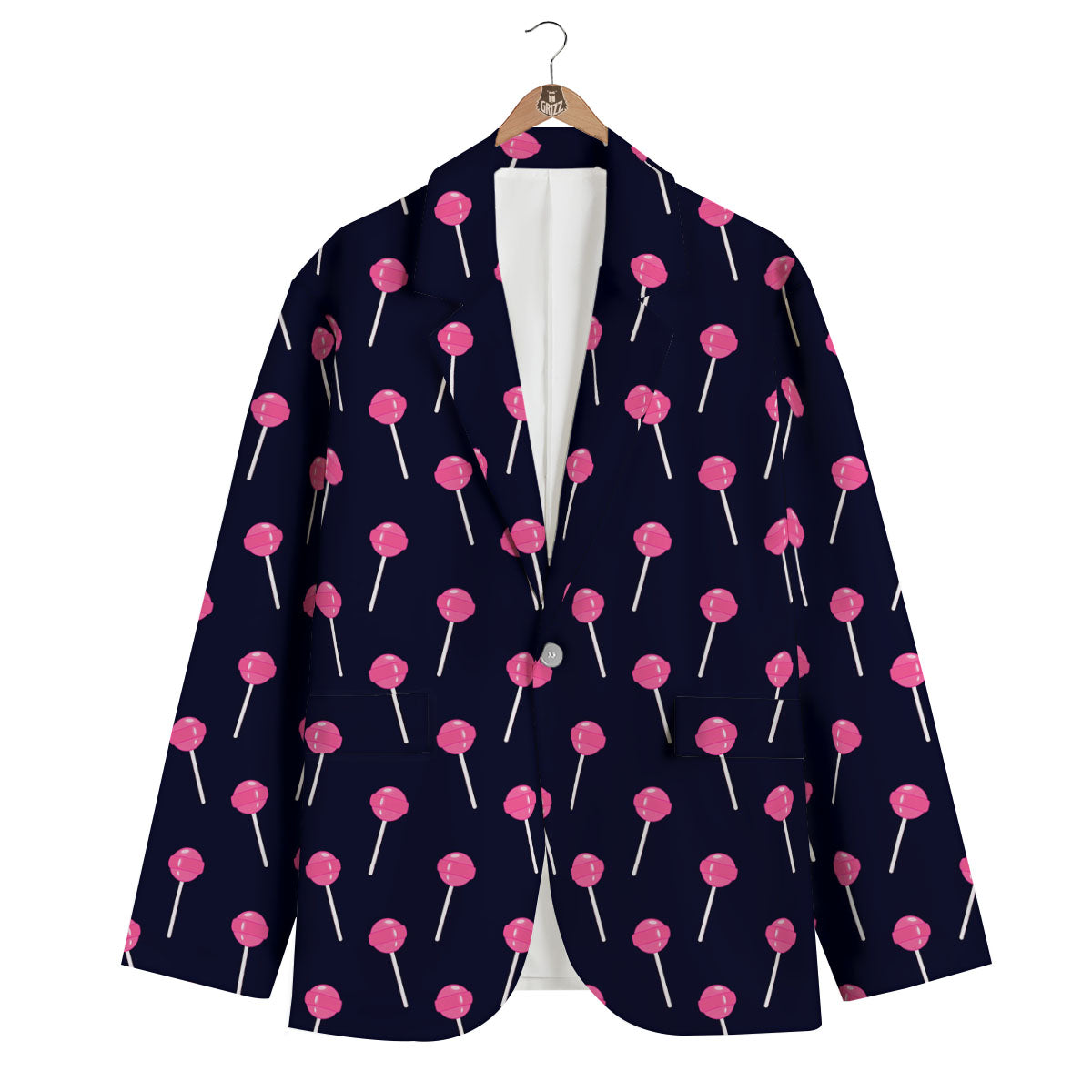 Sweet Pink Lollipop Print Pattern Men's Blazer-grizzshop