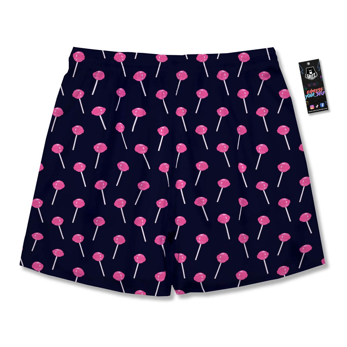 Sweet Pink Lollipop Print Pattern Men's Running Shorts-grizzshop