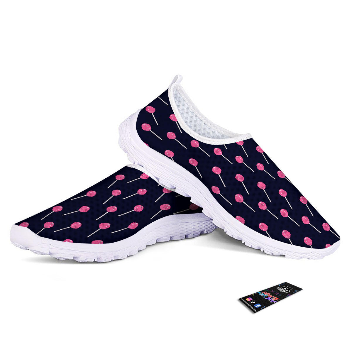 Sweet Pink Lollipop Print Pattern Nurse Shoes-grizzshop