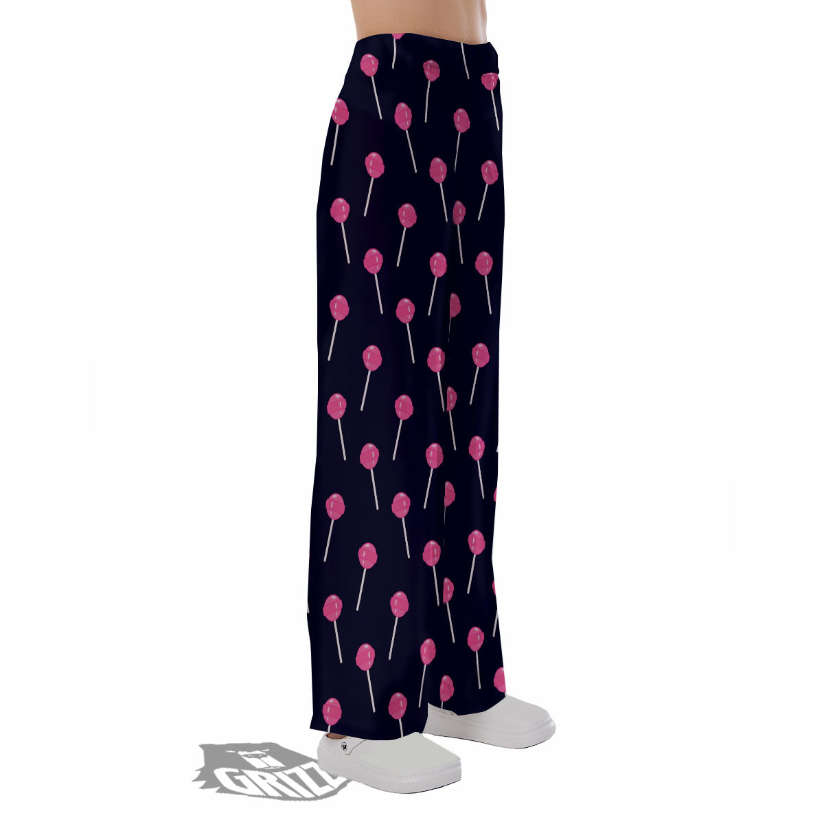 Sweet Pink Lollipop Print Pattern Pajama Pants-grizzshop